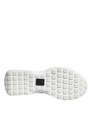 Versace black canvas quad fabric Medusa low top sneaker shoes with logo detail on white rubber sole.