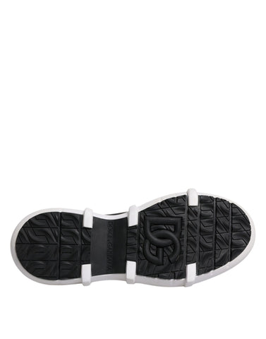 Black nylon Galileo high top sneakers by Dolce & Gabbana, featuring stylish design and sporty high-top silhouette.
