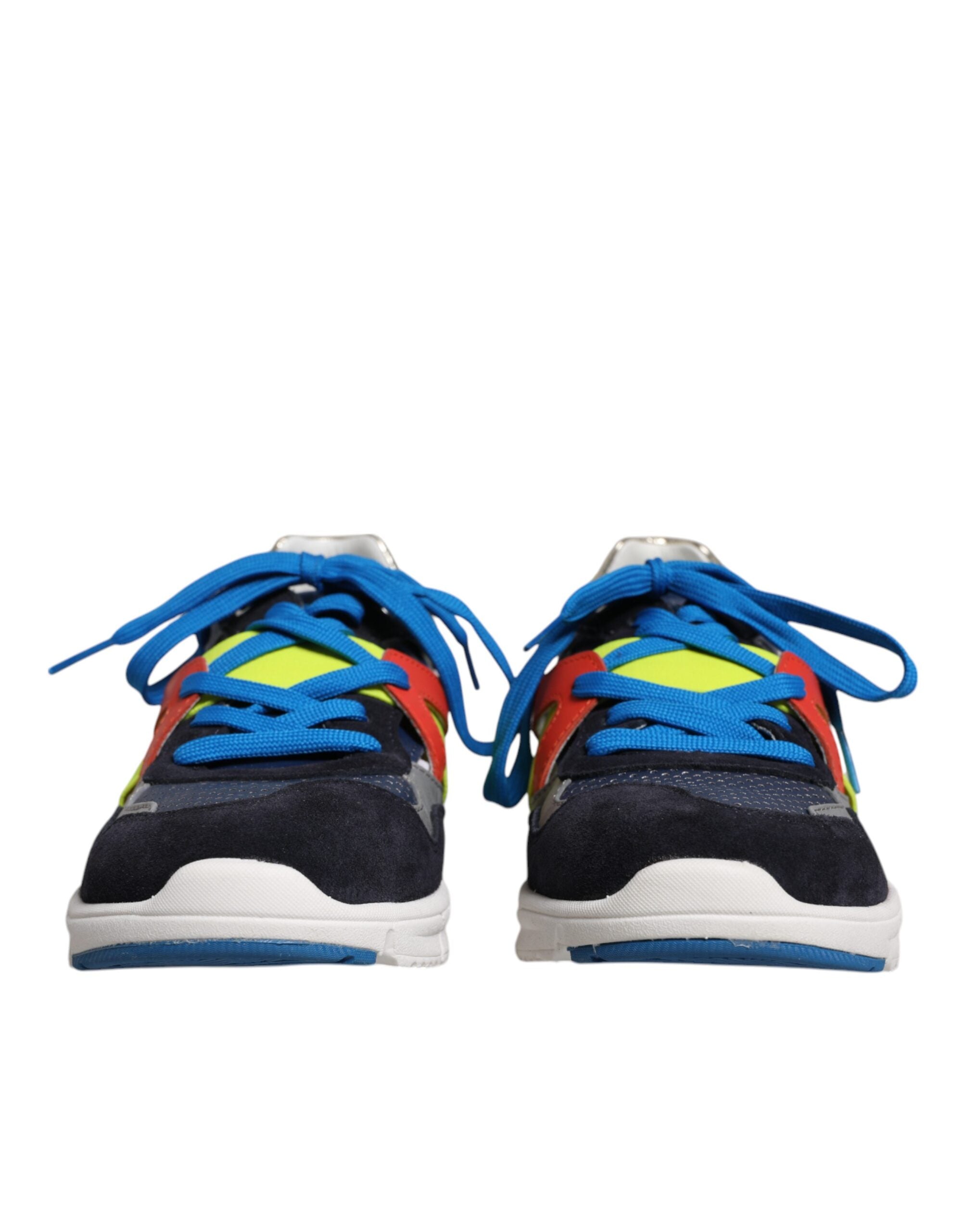 Multicolor leather and suede low-top sneakers by Dolce & Gabbana, featuring stylish design and casual footwear style.