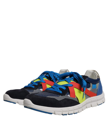 Multicolor leather and suede low-top sneakers by Dolce & Gabbana with stylish design and contrasting colors.