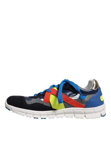 Multicolor leather and suede low-top sneakers by Dolce & Gabbana, featuring stylish design and casual footwear style.