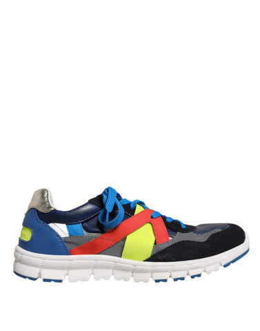 Multicolor leather and suede low-top sneakers by Dolce & Gabbana, featuring stylish design and casual footwear for men.