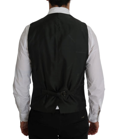 Black staff cotton striped vest by Dolce & Gabbana, featuring classic striped pattern and sleeveless design.