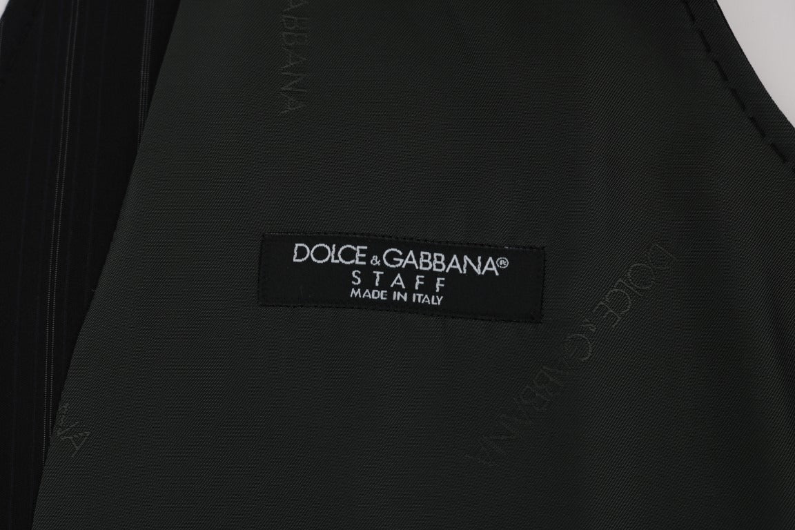 Black STAFF cotton striped vest by Dolce & Gabbana, featuring classic design and cotton fabric, displayed on a plain background.