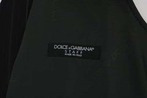 Black STAFF cotton striped vest by Dolce & Gabbana, featuring classic design and cotton fabric, displayed on a plain background.