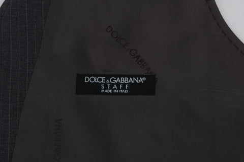 Gray STAFF cotton striped vest by Dolce & Gabbana, featuring a sleeveless design with classic horizontal stripes.