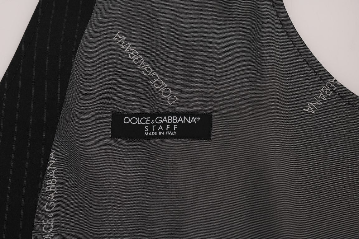 Gray cotton striped vest from Dolce & Gabbana featuring a sleeveless design and classic vertical stripe pattern.