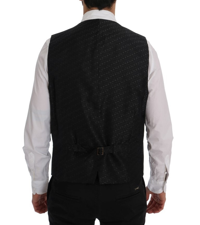 Gray STAFF cotton striped vest by Dolce & Gabbana, featuring a stylish sleeveless design with horizontal stripes.