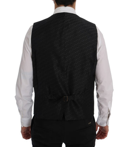 Gray STAFF cotton striped vest by Dolce & Gabbana, featuring a stylish sleeveless design with horizontal stripes.