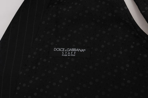 Gray STAFF cotton striped vest by Dolce & Gabbana, featuring a classic sleeveless design with horizontal stripes.