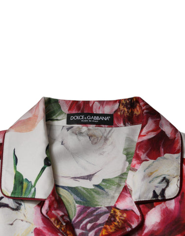 White Peony Silk Long Sleeves Collared Blouse Top