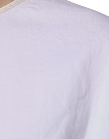 White Cotton Silk Round Neck Wrap Blouse Top