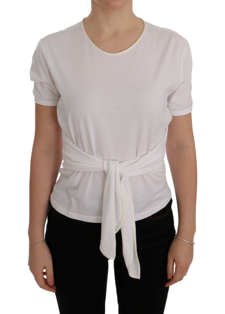 White cotton silk t-shirt by Dolce & Gabbana, showcasing a smooth fabric and classic fit on a neutral background.