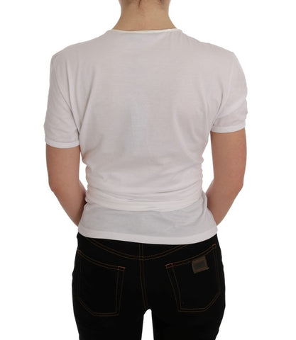 White cotton silk T-shirt by Dolce & Gabbana, showing the smooth fabric and classic fit on a mannequin.
