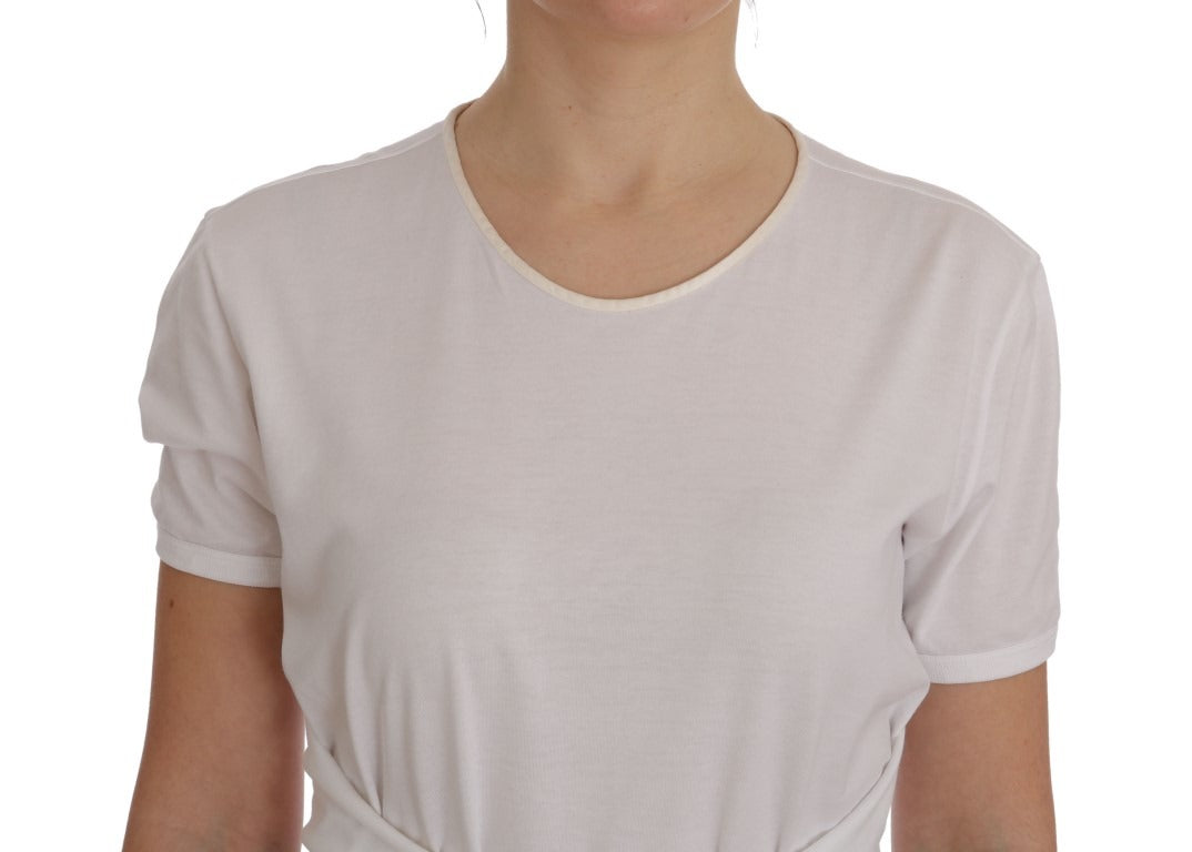White cotton silk T-shirt by Dolce & Gabbana, casual top with smooth fabric and classic fit, shown on a plain background.