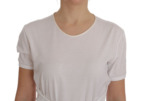 White cotton silk T-shirt by Dolce & Gabbana, casual top with smooth fabric and classic fit, shown on a plain background.