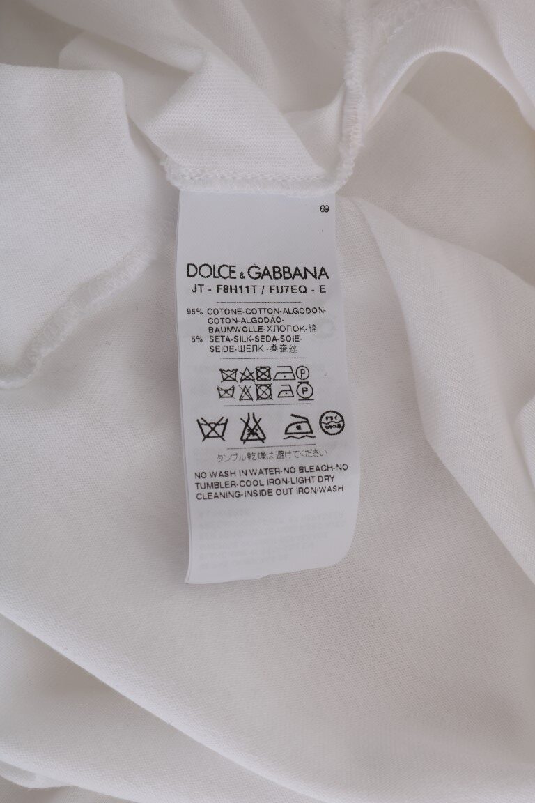 White cotton silk T-shirt by Dolce & Gabbana, front view showing soft fabric and classic fit.