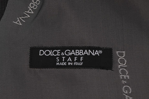 Gray STAFF cotton rayon vest by Dolce & Gabbana, front view showing tailored fit and subtle texture.