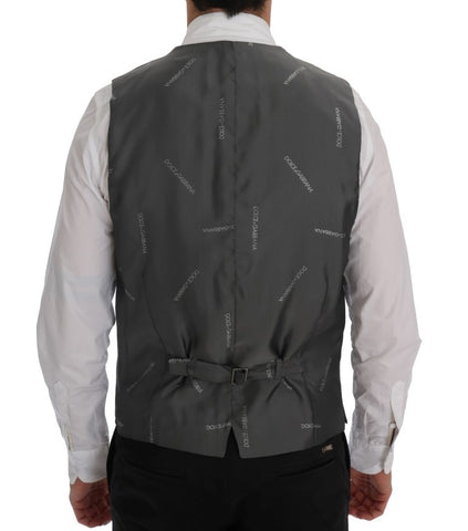 Gray STAFF cotton rayon vest by Dolce & Gabbana, featuring a tailored fit and subtle texture, displayed on a plain background.