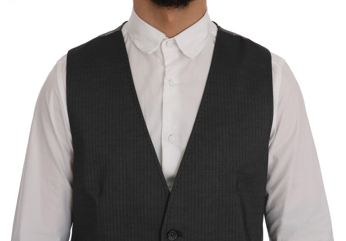 Gray STAFF cotton rayon vest by Dolce & Gabbana, featuring a tailored fit and stylish design, displayed on a plain background.
