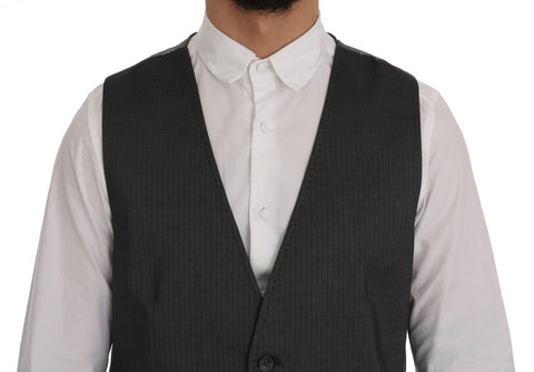 Gray STAFF cotton rayon vest by Dolce & Gabbana, featuring a tailored fit and stylish design, displayed on a plain background.