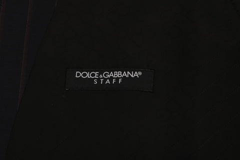 Blue wool stretch vest by Dolce & Gabbana, close-up of fitted vest showing textured fabric and sleek design.