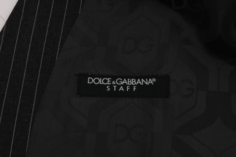 Gray wool stretch vest by Dolce & Gabbana, showing close-up of textured fabric and tailored fit.