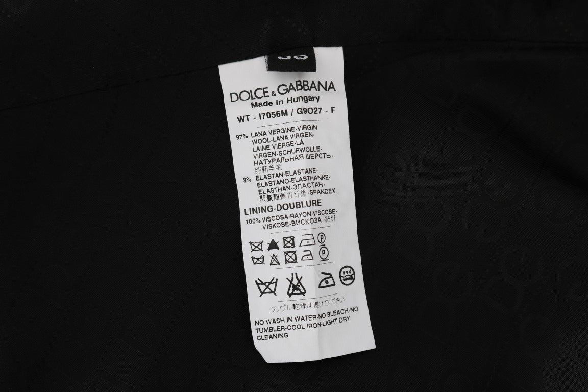 Black Dolce & Gabbana STAFF Wool Stretch Vest shown on a hanger with detailed fabric texture and tailored fit.