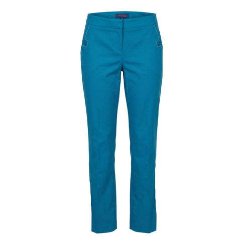Jag Couture London New York Trussardi blue jeans with classic fit and detailed stitching, displayed on a neutral background.