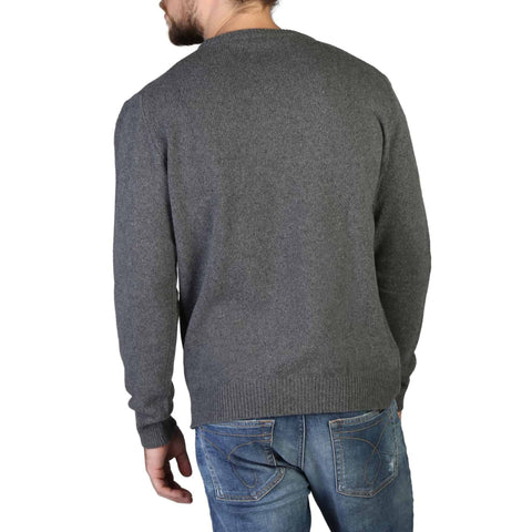 Grey 100% cashmere C-neck sweater by Jag Couture London New York, displayed on a neutral background.