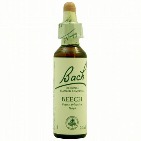 Bach 03 Beech essential oil in a 20ml bottle by Jag Couture London New York, with a clear view of the label and glass bottle.
