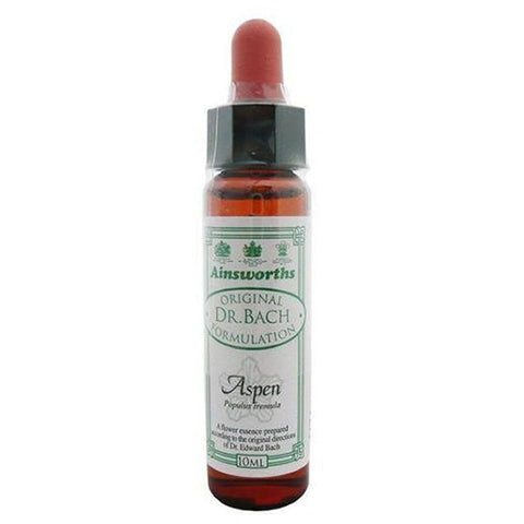 Santiveri Bach Aspen 10ml flower remedy bottle with dropper, natural herbal product for emotional well-being.