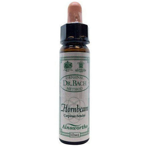 Santiveri Bach Hornbeam 10ml homeopathic remedy bottle, with label showing product details and clear glass packaging.