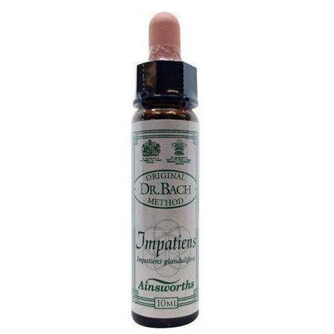 Santiveri Bach Impatiens 10ml homeopathic remedy bottle with dropper, used for emotional balance and stress relief.
