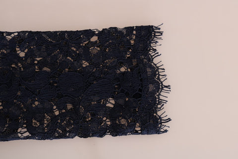 Blue Taormina floral lace sheath dress by Dolce & Gabbana, featuring intricate lace details and a fitted silhouette.
