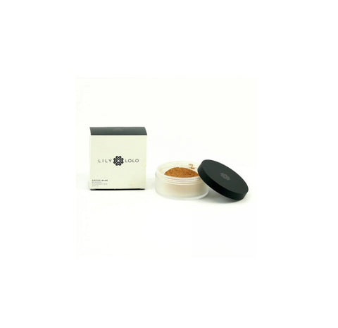 Jag Couture London mineral foundation in Coffee Bean by Lily Lolo, showing a compact with the foundation powder inside