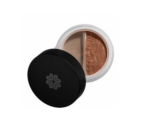 Jag Couture London mineral eyeshadow in Sticky Toffee by Lily Lolo, showing a close-up of the warm, rich brown eyeshadow pan.