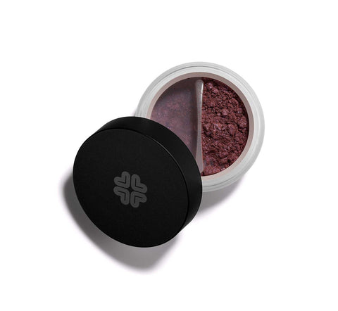 Jag Couture London mineral eyeshadow in Choc Fudge Cake by Lily Lolo, showing a close-up of the rich, chocolate-brown eye makeup.