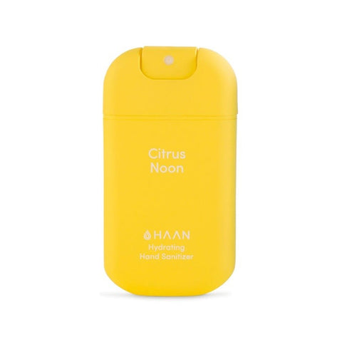 Hydrating hand sanitizer in a 30ml Citrus Noon bottle by Jag Couture London New York, with citrus scent and moisturizing formula.