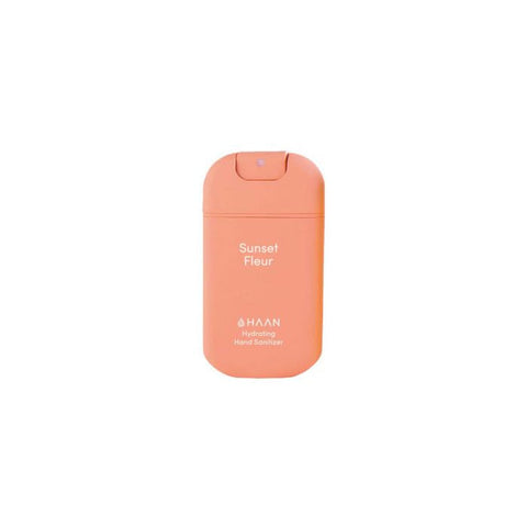 Jag Couture London Sunset Fleur hydrating hand sanitizer in a 30ml bottle with floral sunset design.