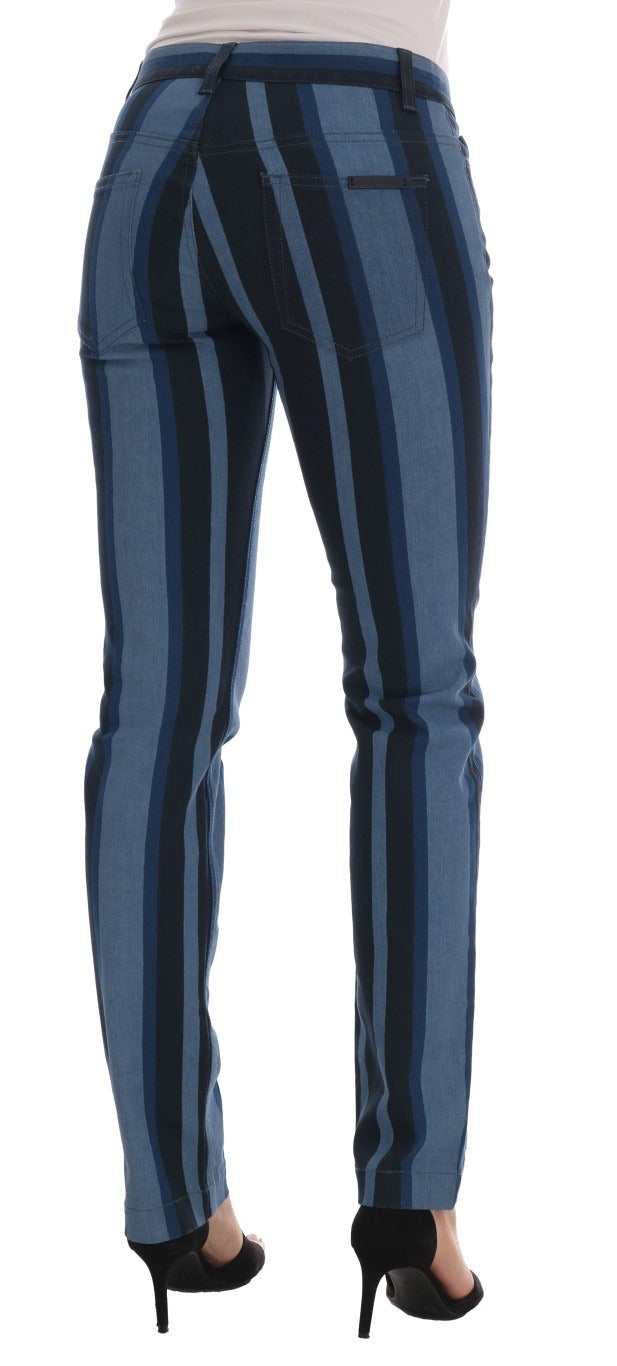 Blue GIRLY striped cotton jeans by Dolce & Gabbana, featuring a stylish design and classic denim details.