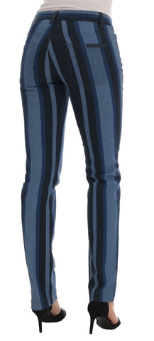 Blue GIRLY striped cotton jeans by Dolce & Gabbana, featuring a stylish design and classic denim details.