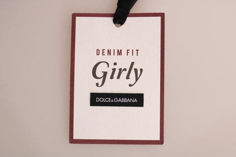Blue Dolce & Gabbana girly striped cotton jeans with a relaxed fit and classic design.