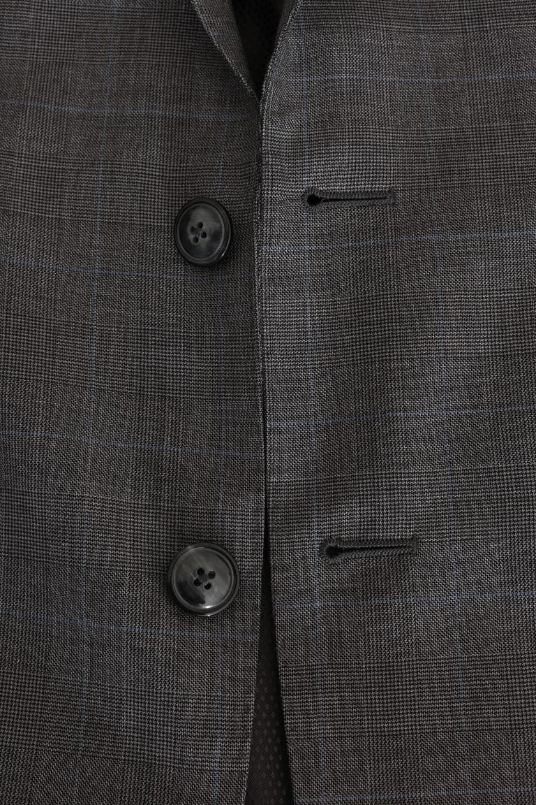Gray wool Martini Slim Blazer by Dolce & Gabbana, tailored fit with classic lapels and sleek design, shown on a mannequin.