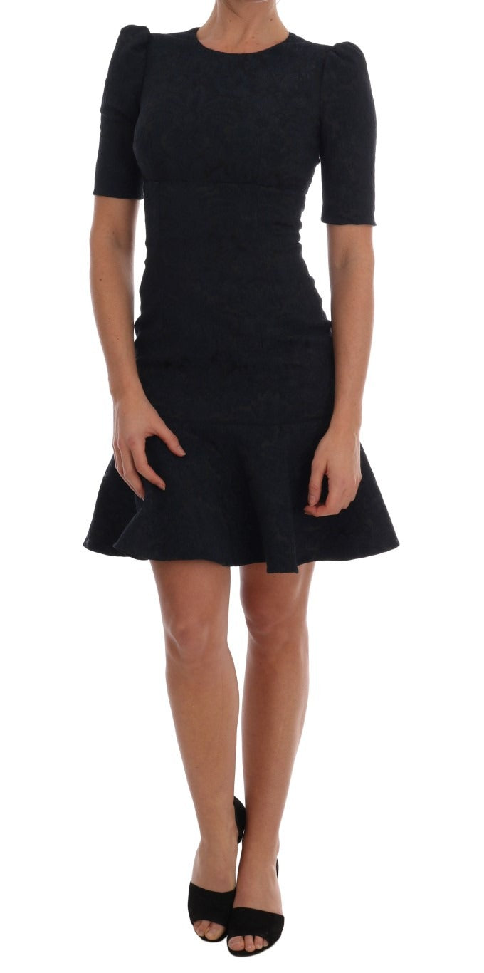 Black and blue flare mini dress by Dolce & Gabbana featuring a fitted bodice and flared skirt, perfect for stylish occasions.