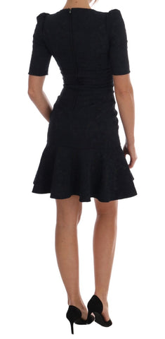 Black and blue flare mini dress by Dolce & Gabbana, featuring a fitted bodice and flared skirt, perfect for stylish occasions.