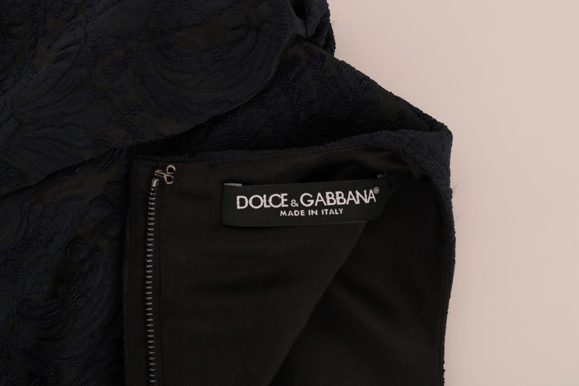 Black and blue flare mini dress by Dolce & Gabbana, featuring a stylish fit and vibrant color contrast.