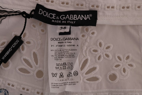 Mulicolor Majolica print cutout Capri pants by Dolce & Gabbana, featuring vibrant colors and stylish design details.