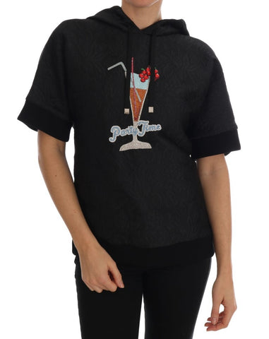 Black Fairy Tale Crystal Hooded Sweater by Dolce & Gabbana featuring crystal embellishments and a cozy hooded design.