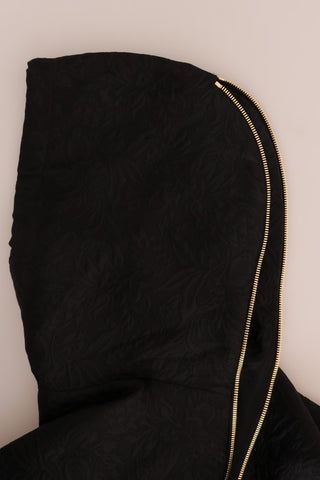 Black Fairy Tale Crystal Hooded Sweater by Dolce & Gabbana featuring a hood, intricate crystal details, and a cozy knit fabric.